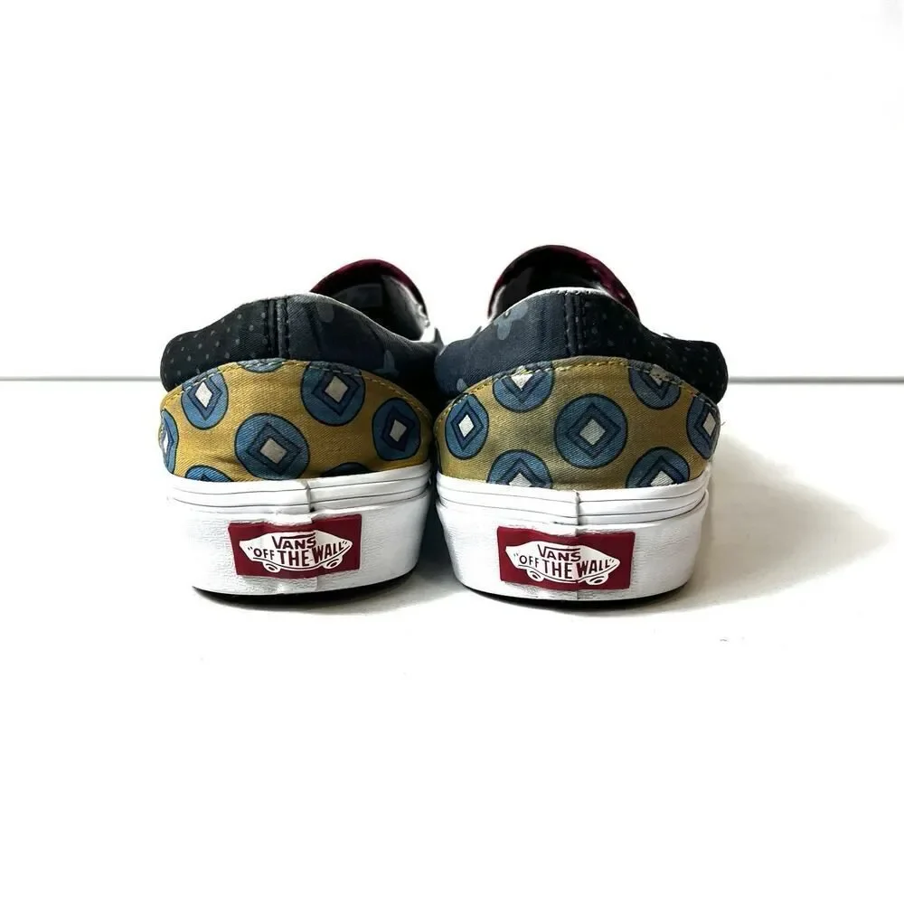 VANS OFF The Wall Red Mix Print Canvas Skate Shoes Women's 6 Low Lace Up Sneaker